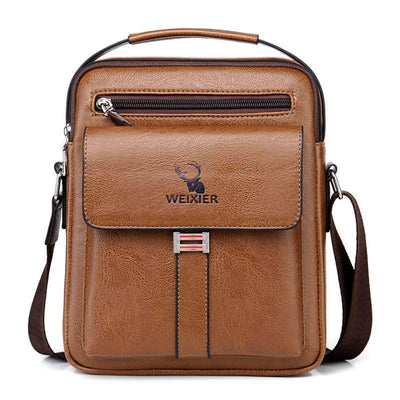 Leather Messenger Crossbody Shoulder Bag For Men Work Business Casual Adjustable Straps With  Metal Zipper