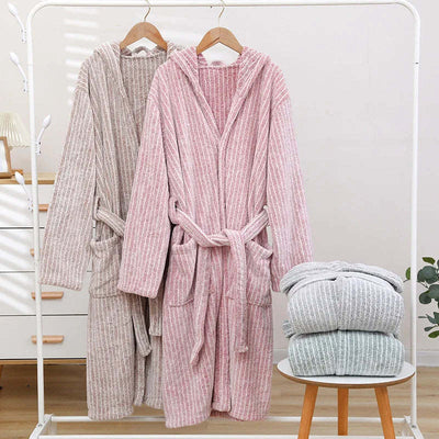 Thicken And Lengthen Coral Fleece Bathrobe Plus Size Pajamas Homewear