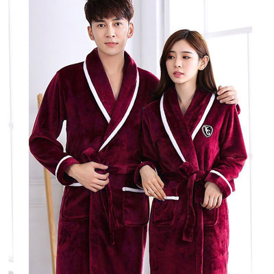 Flannel Thickened Long Section Bathrobe Men