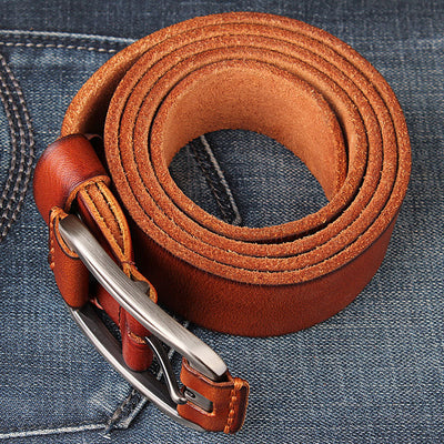 One Layer Single First Cowhide Men's Leather Belt Casual Pidai Pin Buckle