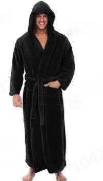 Warm Men's Plus Size Thick Hooded Long Sleeve Nightgown