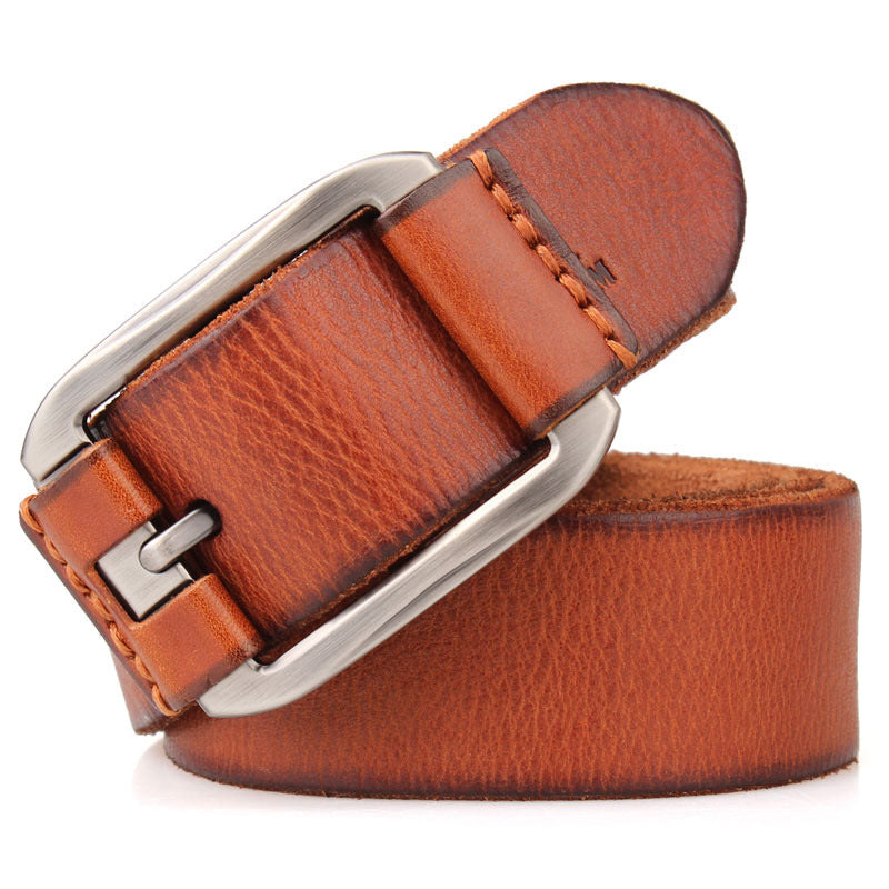 One Layer Single First Cowhide Men's Leather Belt Casual Pidai Pin Buckle