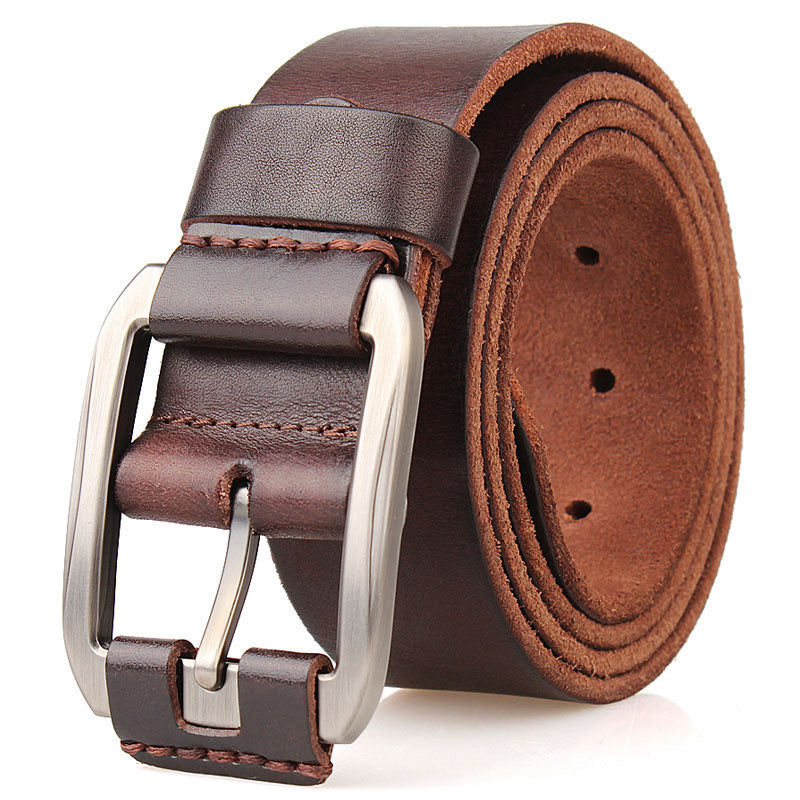 One Layer Single First Cowhide Men's Leather Belt Casual Pidai Pin Buckle