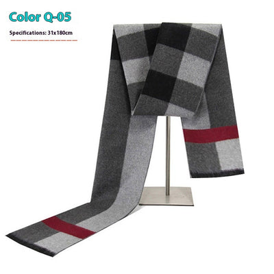 New Men's Winter Warm Cashmere-like Striped Business Scarf For Young People