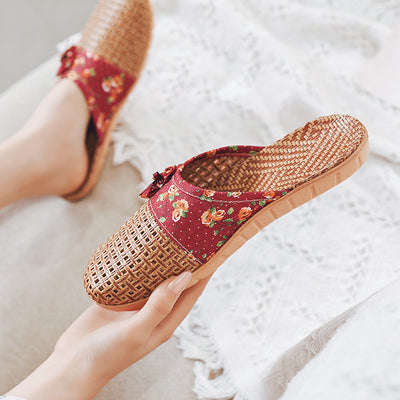 Silent Non-slip Rattan Linen Bamboo Woven Linen Grass Slippers