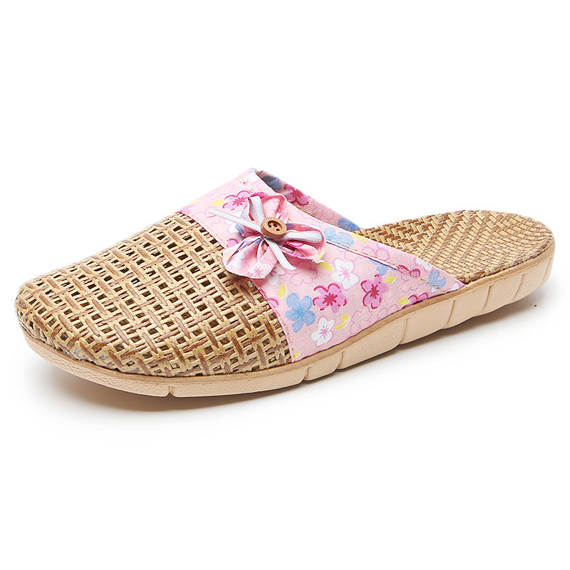 Silent Non-slip Rattan Linen Bamboo Woven Linen Grass Slippers