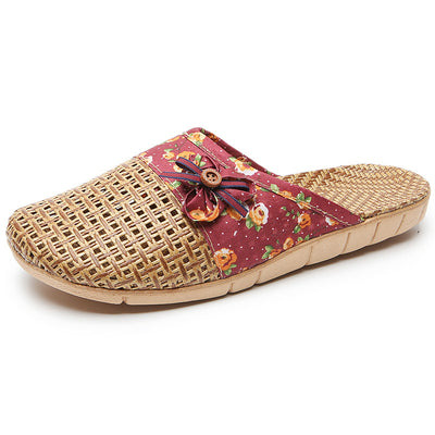 Silent Non-slip Rattan Linen Bamboo Woven Linen Grass Slippers