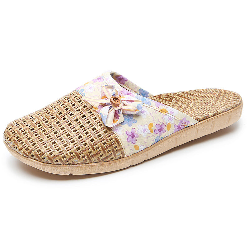 Silent Non-slip Rattan Linen Bamboo Woven Linen Grass Slippers