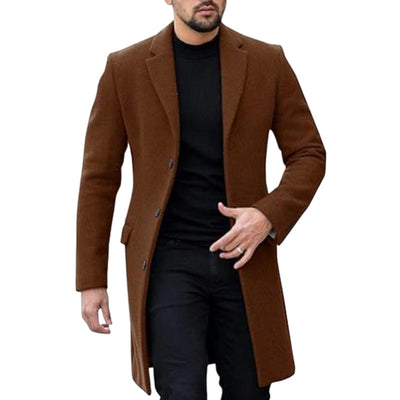 Single-breasted Cardigan Woolen Coat Men's Coat