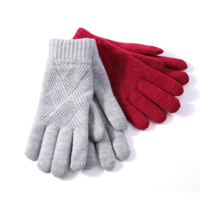 Autumn And Winter Double Layer Fleece-lined Thickened Knitting Gloves