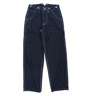 Striped Denim Loose Railway Overalls