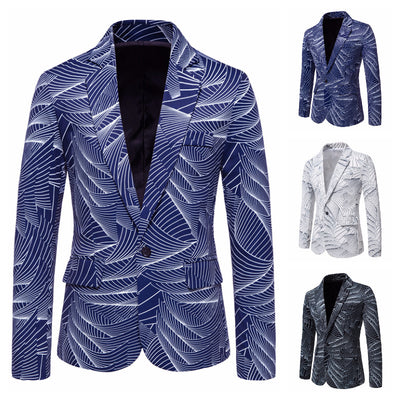 Men's One Button Printed Suit