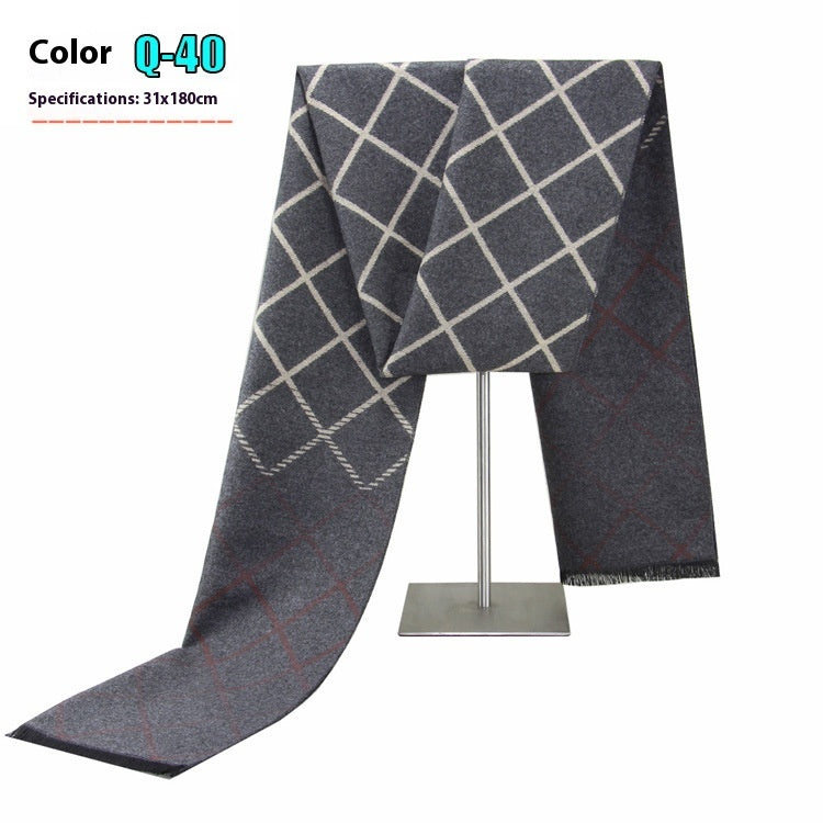 New Men's Winter Warm Cashmere-like Striped Business Scarf For Young People