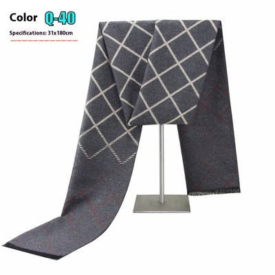 New Men's Winter Warm Cashmere-like Striped Business Scarf For Young People