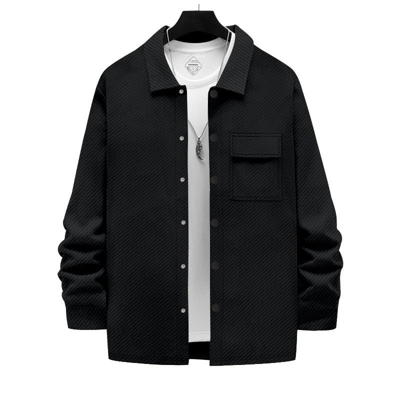 Men's Retro Casual Jacquard Knitted Lapel Shirt Jacket