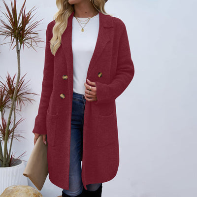 Women's Fashionable All-match Mid-length Woolen Coat Suit Jacket