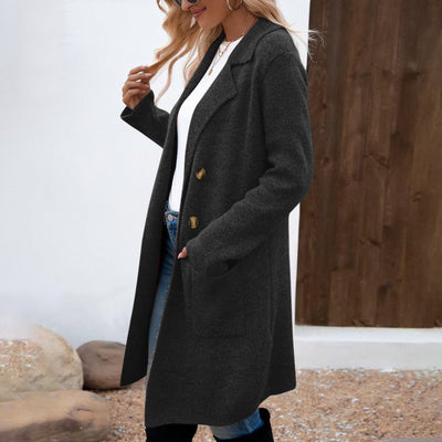 Women's Fashionable All-match Mid-length Woolen Coat Suit Jacket