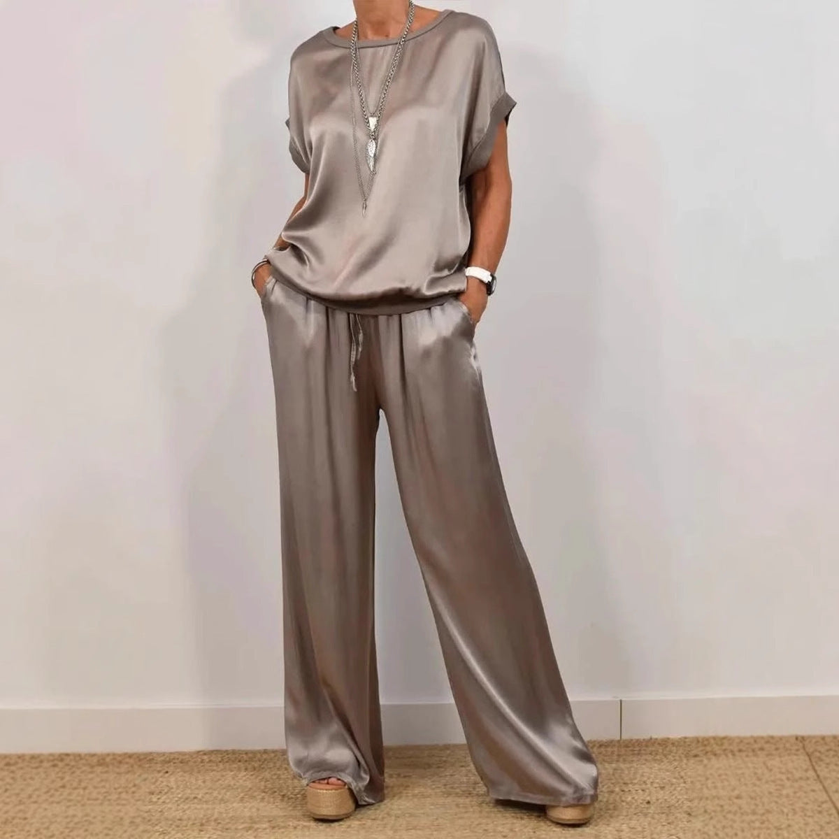 Loose Shirt Wide Leg Pants Casual Suit