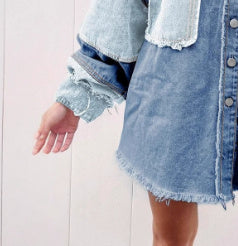 Women's Halloween Color Block Denim Coat