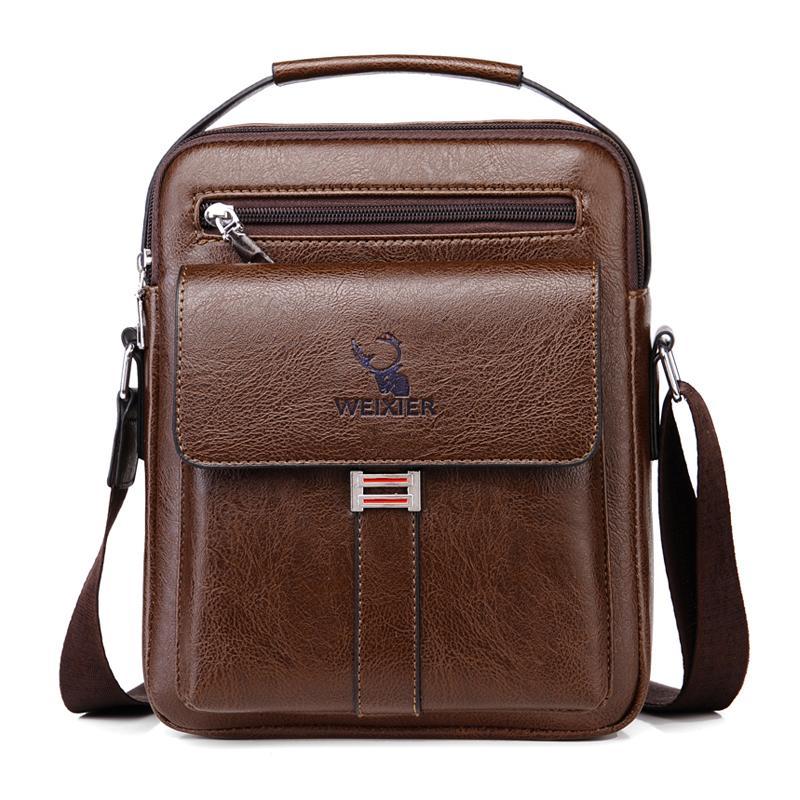 Leather Messenger Crossbody Shoulder Bag For Men Work Business Casual Adjustable Straps With  Metal Zipper