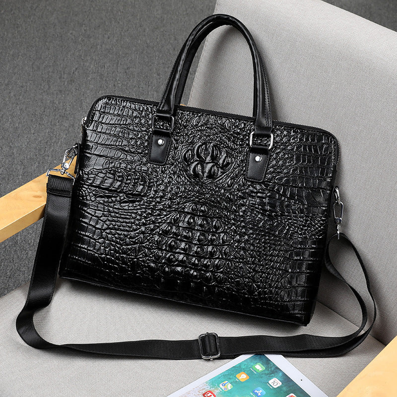 Men's New Crocodile Pattern Business Computer Bag Shoulder Briefcase