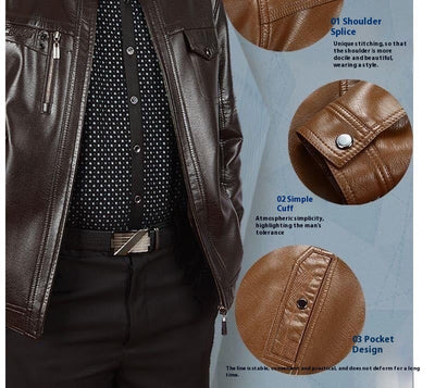 Winter Clothes Middle-aged Men's Leather Jacket