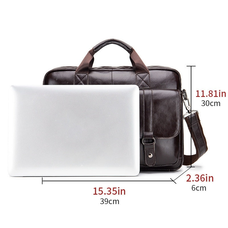 Cowhide Men's Briefcase Business Large Capacity Handbag