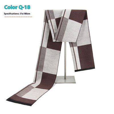 New Men's Winter Warm Cashmere-like Striped Business Scarf For Young People