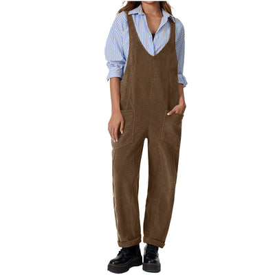 Casual Suspender Trousers Polar Fleece Tooling Style Jumpsuit