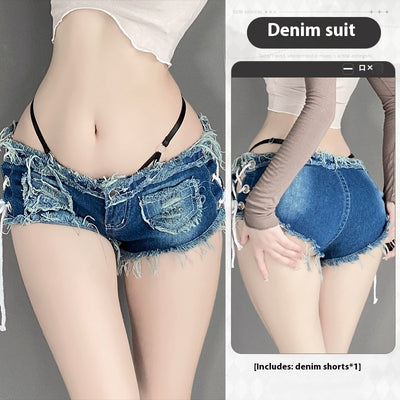 Sexy Underwear Women's Open-end Free Off Denim Shorts