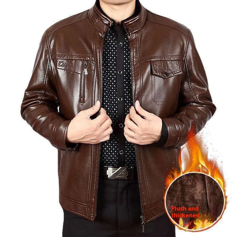 Winter Clothes Middle-aged Men's Leather Jacket