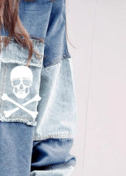 Women's Halloween Color Block Denim Coat