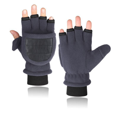 Double-layer Velvet Gloves Flip Touch Screen Half Finger Gloves