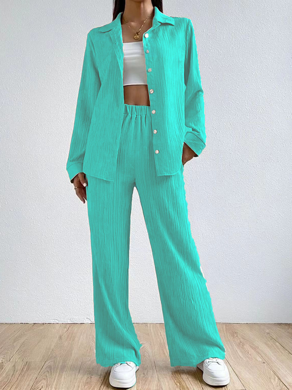 Drawstring Trousers Fashion Casual Two-piece Suit