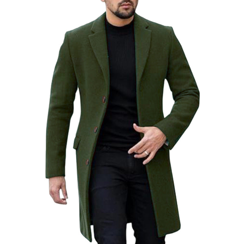 Single-breasted Cardigan Woolen Coat Men's Coat