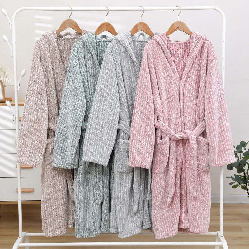 Thicken And Lengthen Coral Fleece Bathrobe Plus Size Pajamas Homewear