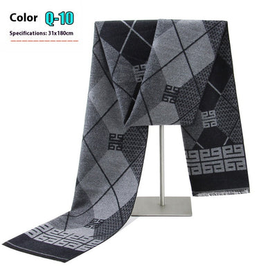 New Men's Winter Warm Cashmere-like Striped Business Scarf For Young People