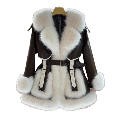 Elegant Big Fur Collar Fur Fur Coat For Women