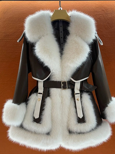 Elegant Big Fur Collar Fur Fur Coat For Women