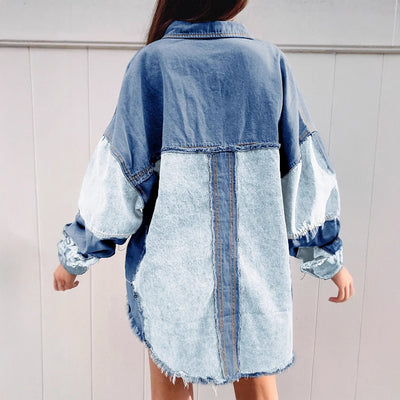 Women's Halloween Color Block Denim Coat