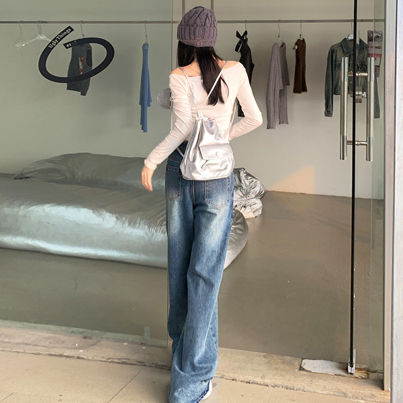 Women's Straight Loose American Retro Wide Leg Jeans