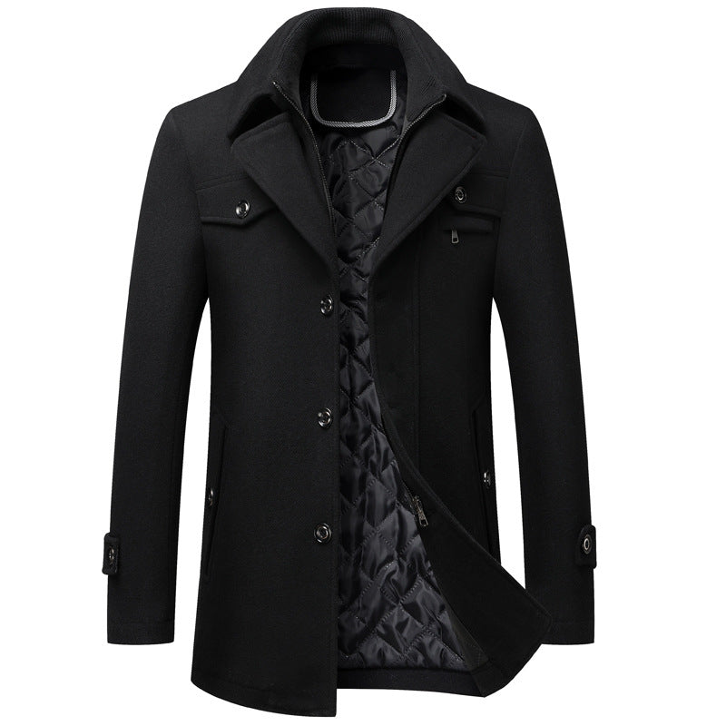 Men's Wool Woolen Thickened Overcoat Jacket