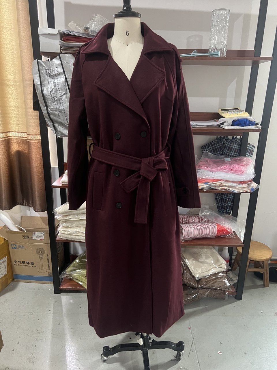 Women's Fashion Lace-up Woolen Trench Coat