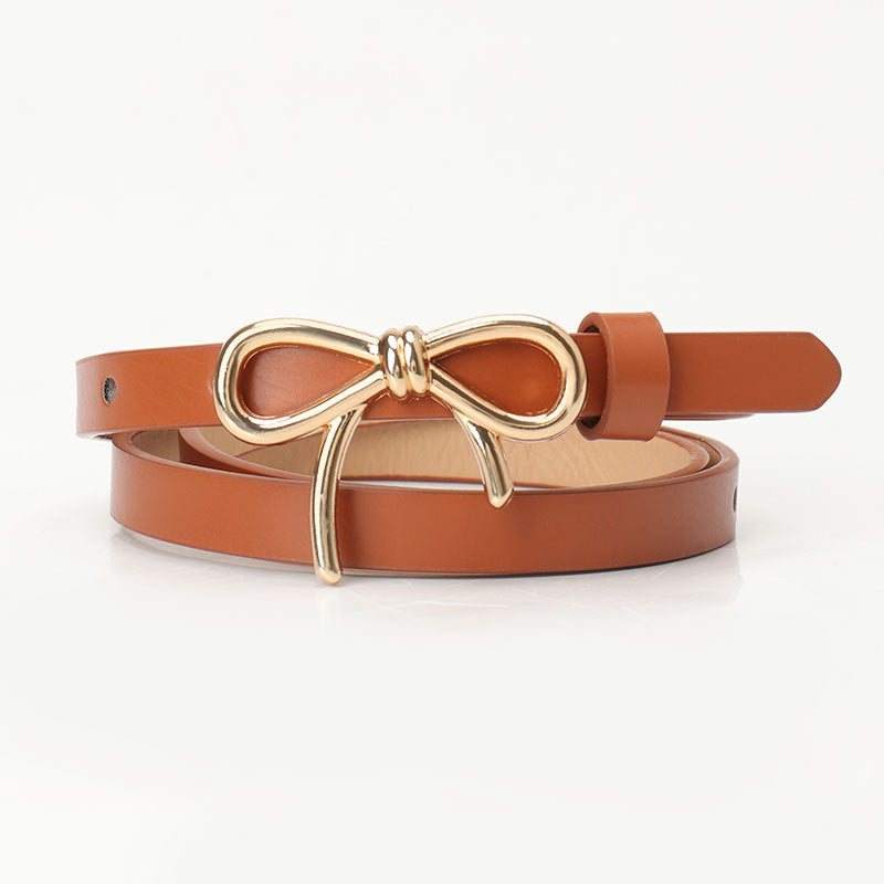 Women's Bow Belt Gold Buckle All-match