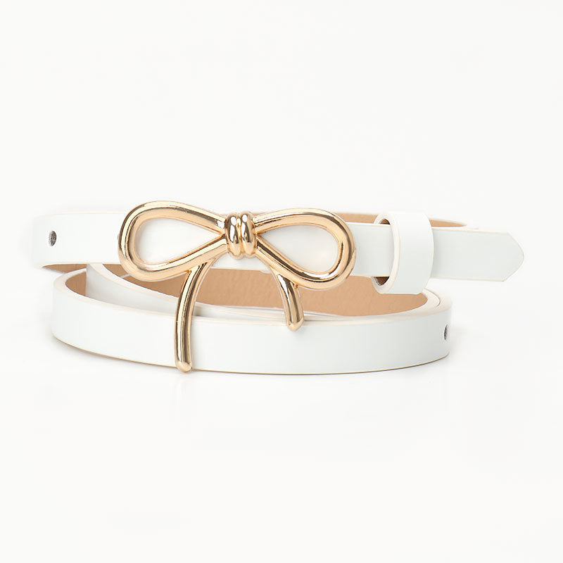 Women's Bow Belt Gold Buckle All-match