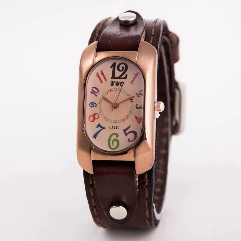 Trendy Vintage Genuine Leather Men's Watch