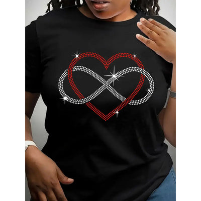 Women's Short-sleeved Valentine's Day Heart Round Neck Top