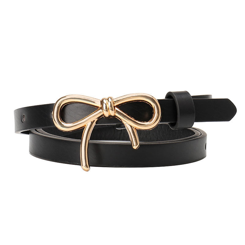 Women's Bow Belt Gold Buckle All-match