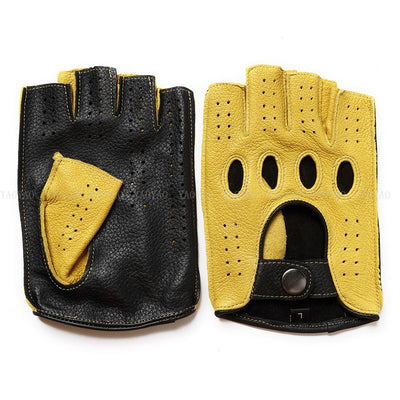 Riding Outdoor Leather Half Finger Sheepskin Gloves