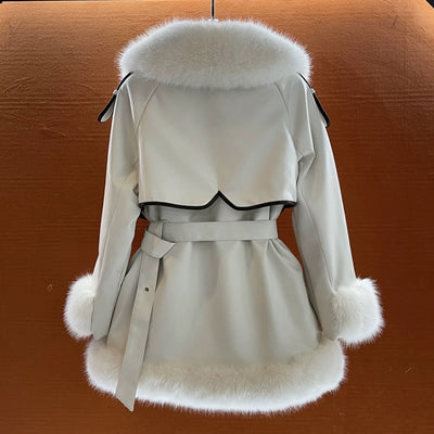 Elegant Big Fur Collar Fur Fur Coat For Women